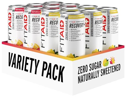 Image of FITAID ZERO Sugar Keto-Friendly Number 1 Post-Workout Recovery Drink Contains Zero Sugar BCAA Glucosamine 5 Calories Keto Variety Pack 12 Fl Oz (Pack of 12) - Packaging May Vary