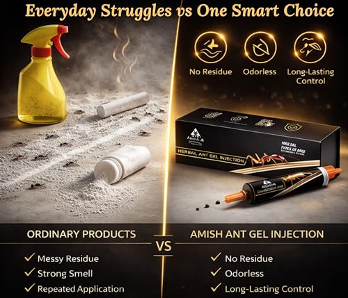 Image of Amish Herbal Ant Gel injection | 10 Min Max Bait Formula | Powerful Organic Repellent & Cleaner | Removes Red, Rekha, Laxman, Antox Pests | Natural Dawa Protector for Home & Kitchen