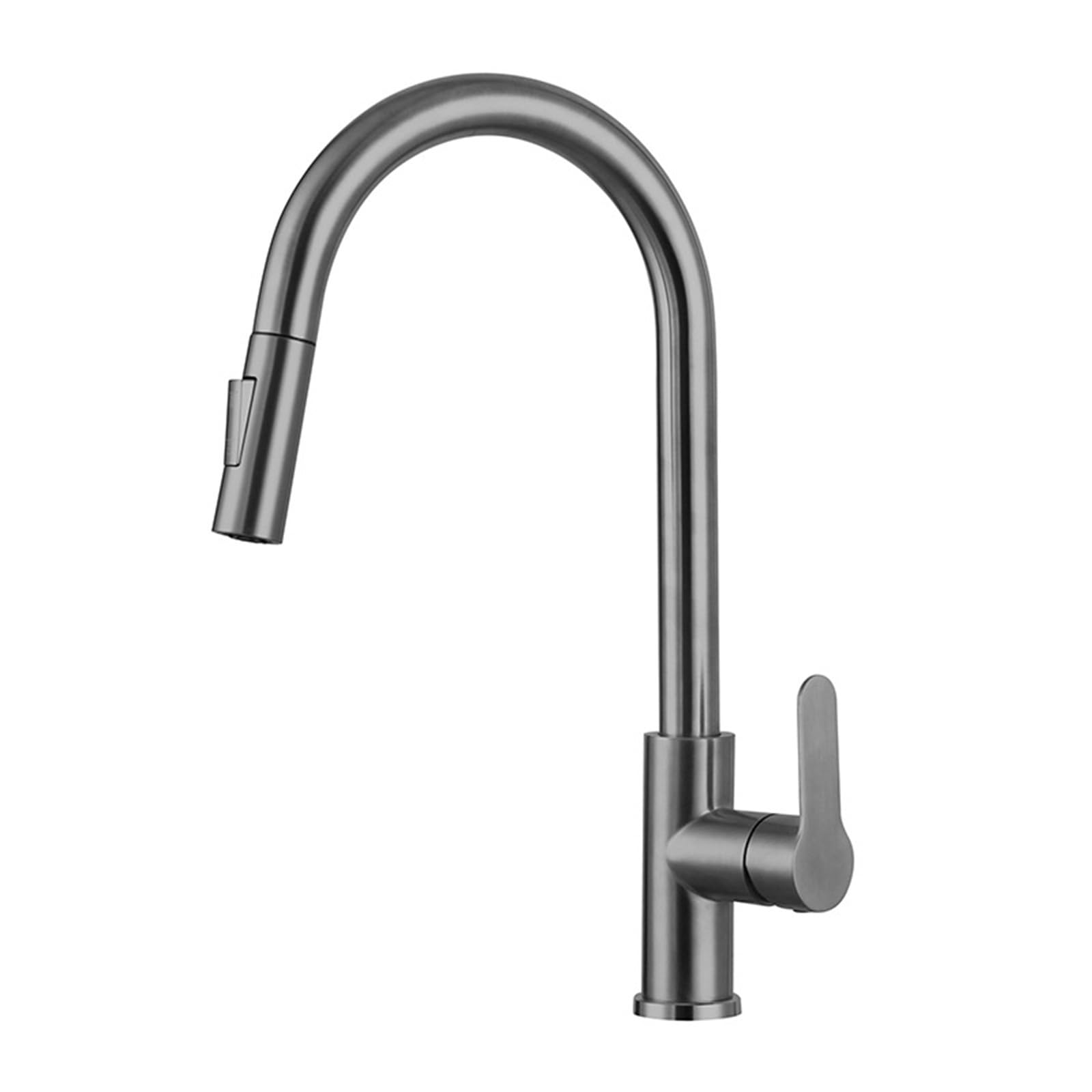 MXXQRHF High Arc Pull Down Kitchen Faucet - Stainless Steel Single Handle Sink Tap for Farmhouse RV Camper Laundry Bar Sinks - Modern Gray Finish