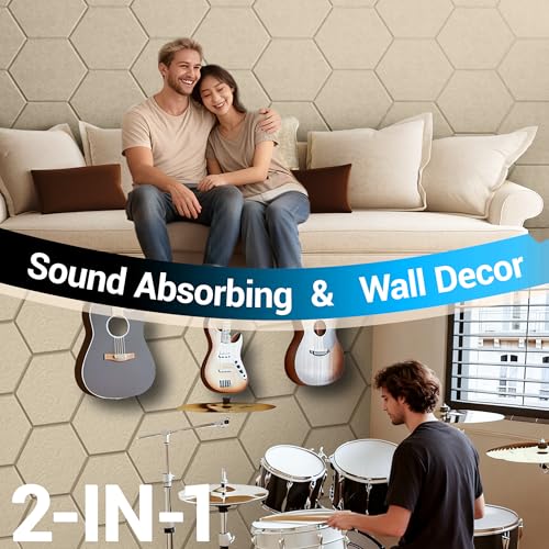 Image of Acoustic Panels, Magrowill 12-Pack Soundproof Wall Panels 14 X 12 X 0.4 Inches, Sound Absorbing Panels with Full Self-Adhesive, Interior Wall Decor Felt Tiles Board