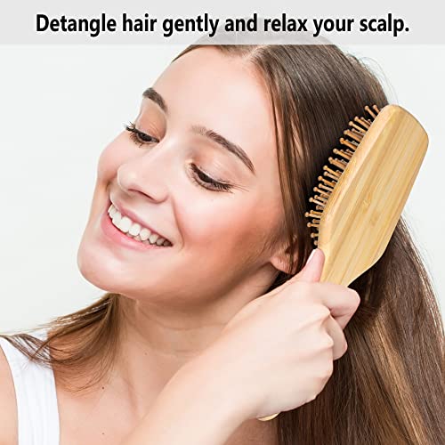 Bfwood US-BFW-6069 Bamboo Hair Brush With Paddle - Rounded Wood Bristles For Detangling And Gently Massaging Scalp By Bfwood, Reduces Frizz And Static thumb #2