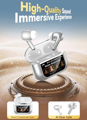 Image of Bucephalus Wireless Earbuds, Ear Buds Active Noise Cancelling with Smart Charging Case, Bluetooth 5.4 Headphones, 48H Playtime & Bass Stereo Sound, Compatible with iPhone, Android, Pad - Sliver