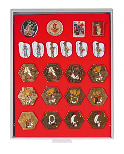 Box LINDNER pour PINs et médailles avec plateau mousse rouge