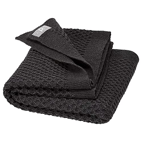 Baby Thermal Receiving Blanket – Merino Wool Knit | Honeycomb Weave, Soft & Warm | Nursery Must-Have, 31x40 in (Charcoal Grey)