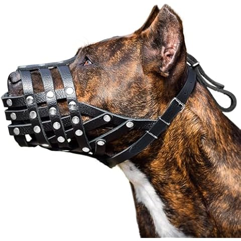 CleverTail Soft Leather Dog Muzzle for Pitbulls – Dog Muzzle for Medium and Large Dogs Pitbull – Breathable Pitbull Muzzle Anti Bite – Basket Muzzle for Pitbull, Labrador, German Shepherd, Pit Bull Cover
