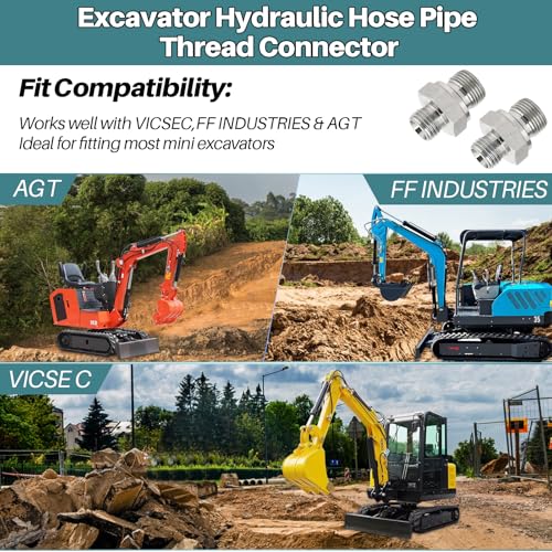 Image of 2Pcs M14 to M16 Hydraulic Fitting Adapters 115757 Replacement, Carbon Steel Threaded Connector for Mini Excavators, Construction Machinery & Hydraulic Attachments (Tilt Buckets /Thumbs)