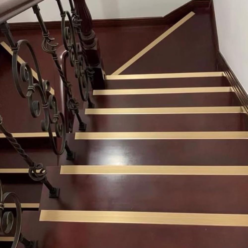Perfil De Borde De Escalón Aluminio Tiras Antideslizantes para Peldaños Perfiles Angulares Forma De L para Escalones Madera Metal Baldosas(Grey,52"/130cm)