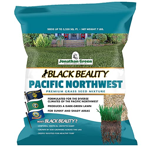 Jonathan Green (10366) Black Beauty Pacific Northwest Grass Seed Mixture (Made for Washington, Oregon, and Idaho) - Cool Season Lawn Seed (7 lb)