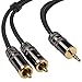 Produktbild rocabo Stereo-Kabel 3,5mm Klinke auf 2 x Cinch 0,75m  Cinch Stecker RCA auf 3,5mm Klinken Stecker  Y-Kabel  schwarz  Nylonmantel  24k vergoldete Kontakte  für Hi-Fi, Stereo-Anlagen, Receiver