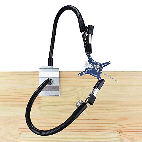 ENJOHOS Support Multifonction Troisième Main Secourable Deux Bras Flexibles 24cm Pince Clip Base en Aluminium pour Travaux d'électronique et de soudure Ingénieur Électronique Horloger Montre Cover