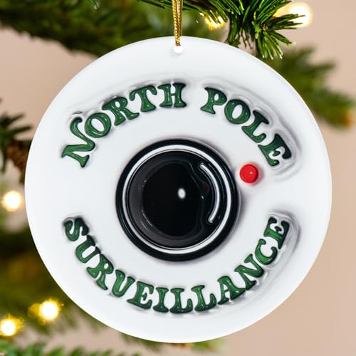 Jabihome Santa Camera Ornament 2025 for Kids, Early for Toddlers, Children, Grandchild, Surveillance Camera Lens Christmas Tree, Funny Little Elf, Reindeer Wooden Ornament