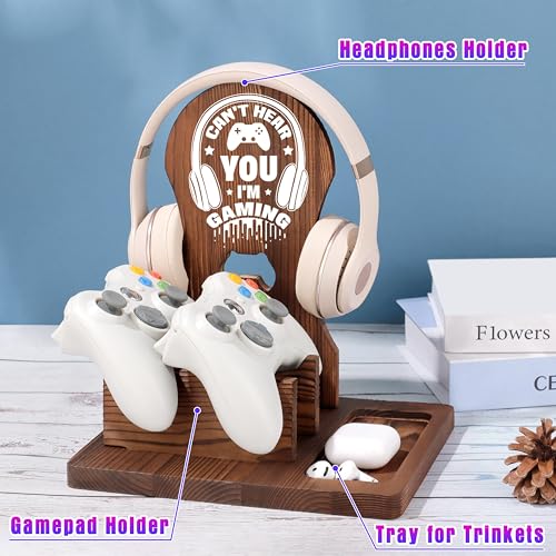 Gamer Gifts for Teen Boy, Gamer Accessories Stuff, Gaming Gifts for Son, Boyfriend, Husband, Wooden Headphone Stand - Image 3
