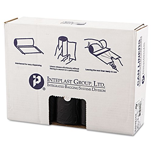 Image of Inteplast Group high-Density interleaved Commercial can Liners, 45 gal, 16 microns, 40 inch x 48 inch, Black, 25 Bags /roll, 10 Rolls /Carton