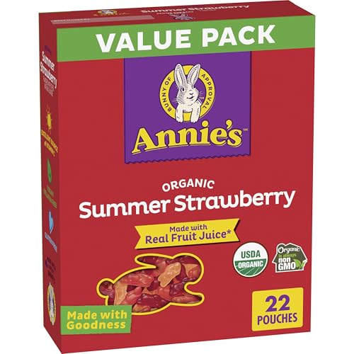 Annie's Organic Bunny Strawberry Fruit Snacks, 22 Pouches, Buy 2 to save more