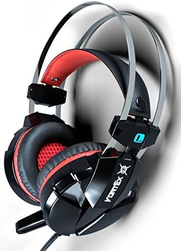 2019 New Model Vortex Gaming Headset Over-Ear, LED, with Microphone, Volume Control, Surround Sound Gaming Headphones Dual 3.5mm Jacks/USB Plug for PC/Mac