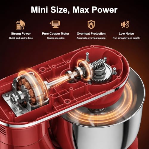 Image of Honinst 4QT Electric Stand Mixer, 10-Speed Tilt-Head Compact Kitchen Mixer