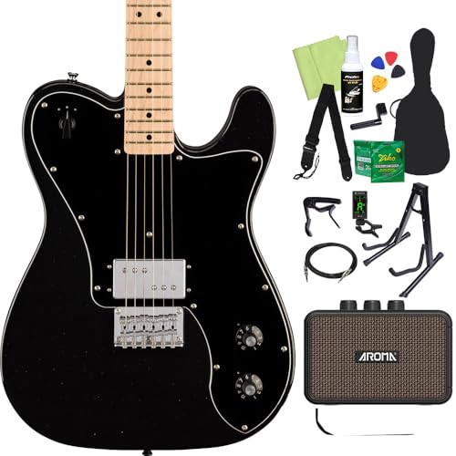 Squier by Fender Paranormal Esquire Deluxe Metallic Black エレキギター初心者14点セット 【充電式ミニアンプ付き】 エスクワイヤー スクワイヤー/スクワイア