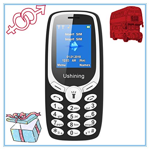 Ushining 2G Senior Unlocked Feature Phone T-Mobile GSM Cell Phone Dual Card Dual Standby Unlocked Cell Phone Easy to Use Basic Phone (Black)