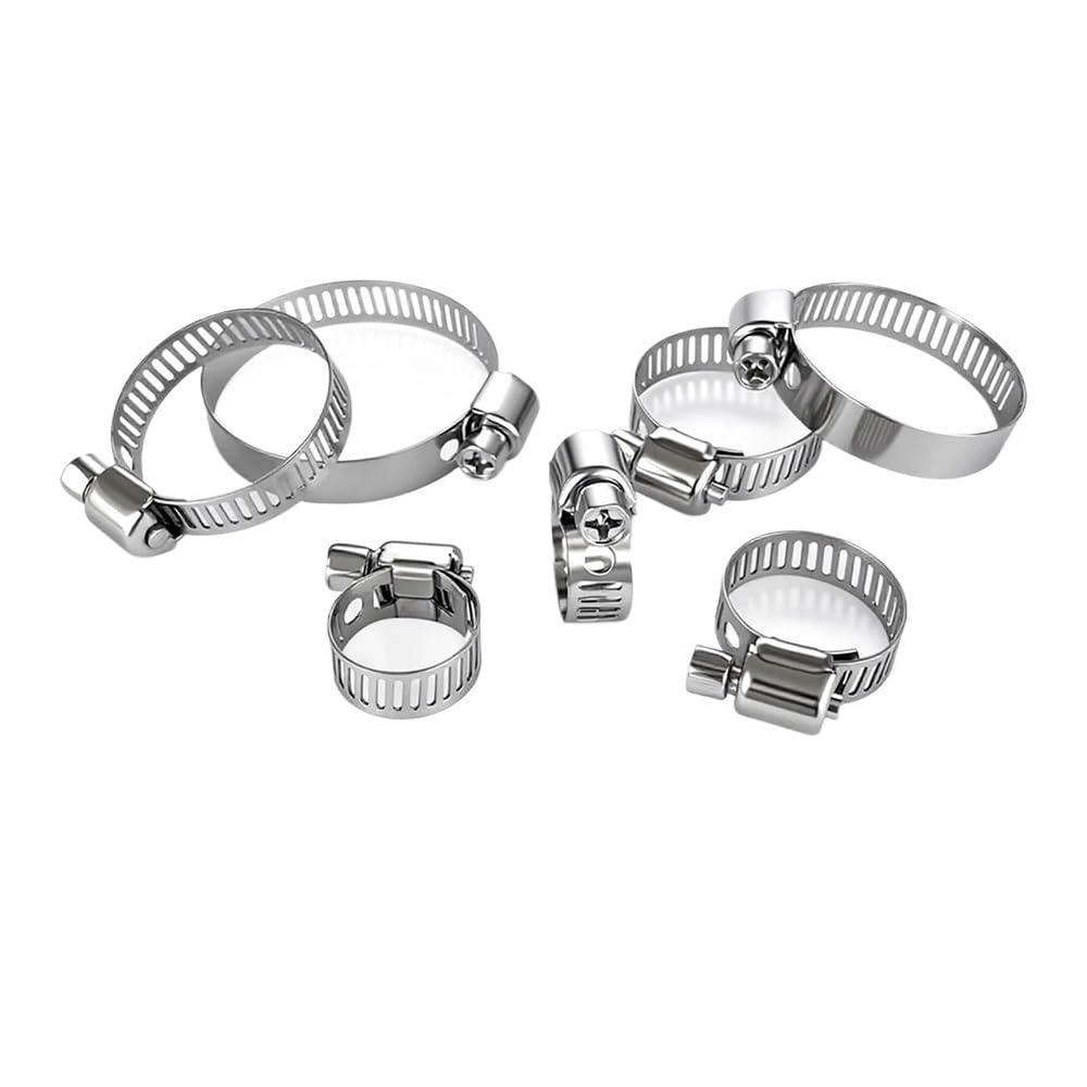 Schlauchschellen, Edelstahl, 6–44 mm, verstellbare Schneckengetriebe, Rohrschellen, Kraftstoffleitungsschellen, strapazierfähig für Sanitär, Automobil, 90 Stück