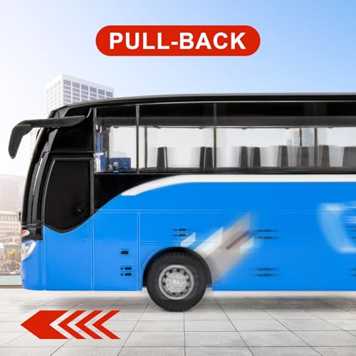 Modelo de autobús de lujo escala 1:24 azul miniatura 6