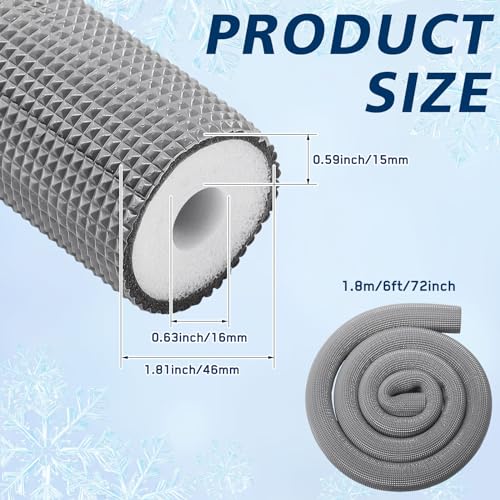 Pangda 4 Pcs 6 ft Pipe Insulation Foam Tube Heat Preservation Insulated Foam Anti Slip Tubing Cover Wrap for Water and Air Conditioning Copper(Gray, 0.63 x 0.59 x 70.8 Inch)