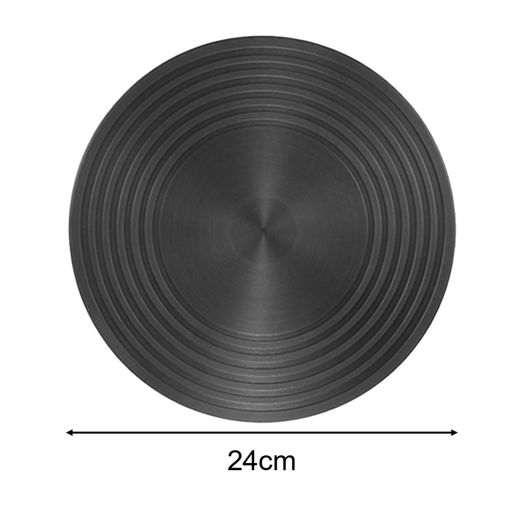 Placa difusora de calor para estufa de gas, disco de conducción antideslizante de aleación de aluminio con mango antiquemaduras para utensilios de cocina de vidrio, 24 cm, color negro