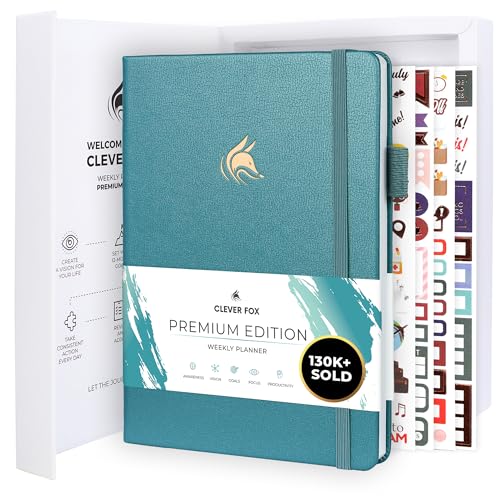 Clever Fox Planner Premium Undated Weekly & Monthly Planner Organizer for Productivity & Time Management A5 (Aquamarine)