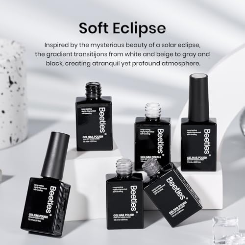 Image of Beetles Grey Gel Polish Set, Soft Eclipse Collection, 6 Colors