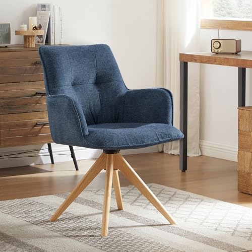 Sillón giratorio tapizado azul moderno sin ruedas miniatura 1