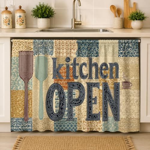 Image of Barebeauty Premium Printed Kitchen Sink Curtain | Kitchen Under Sink Curtain | Decorative Cabinet Cover | Washable & Dustproof | Modern Curtain (2, Design-12)