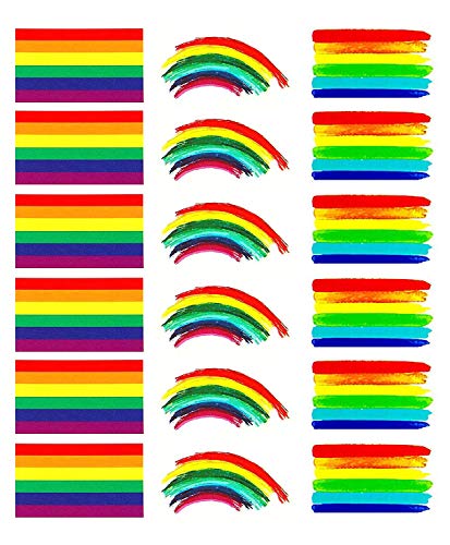 90 pieces Pride Rainbow Temporary Tattoo, Waterproof Rainbow Flag Tattoo Stickers, Removable Body Face Fake Tattoo for Pride Parades Festival