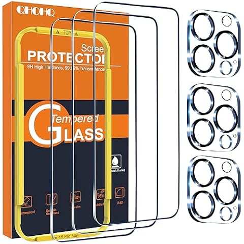 QHOHQ Verre Trempé iPhone 15 Pro Max Cover