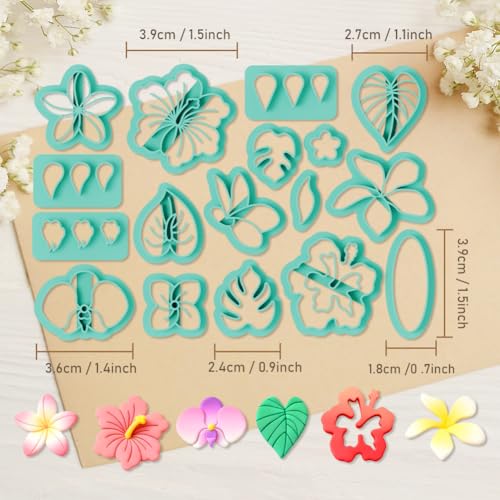 Image of ORIGACH 17 Pcs Flower Polymer Clay Cutters Set PLA Clay Earring Cutters for Earring, Necklaces, Bracelets Making Polymer Clay Molds with Storage Box