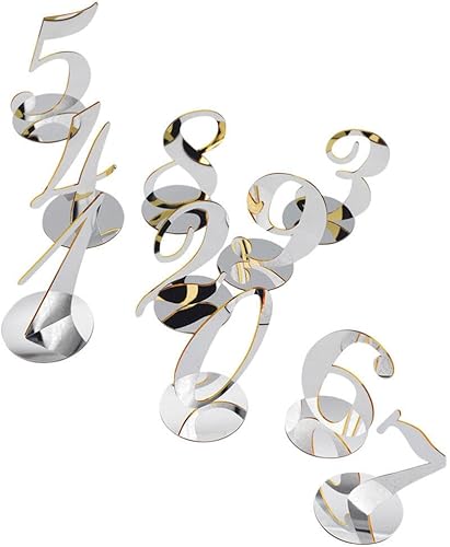 NUOBESTY 10 piezas de acrílico para números de mesa, elegantes tarjetas de números de asiento de boda, reutilizables, decoración de mesa para