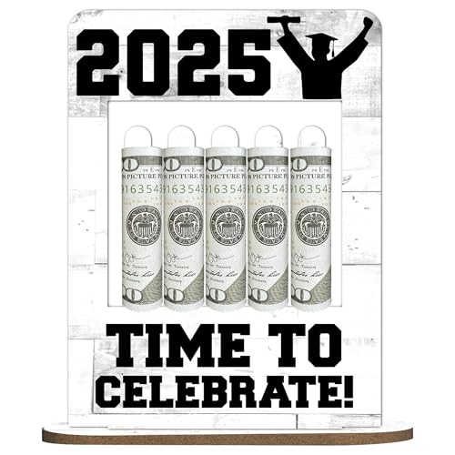 2025 Graduation Gift Money Holder Frame, Class of 2025 Grad Banknote Holder, Wooden Money Cash Personalized Highschool Gifts for Her Him, Graduation Party Decoration-A10