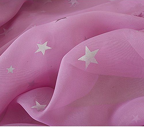 pureaqu Kids Room W52xH84 Window Curtain Decoration Rod Pocket Process Multiple Sizes Star Voile Curtain/Drape(1 Panel)