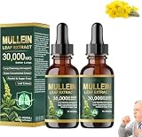 Organic Lung Cleansing Mullein Leaf Extract Drops,Mullein Drops for Lungs,Mullein Leaf Extract for Lungs,Cleanse and Respiratory Support,Natural Formula,for Men & Women (2 Pcs)