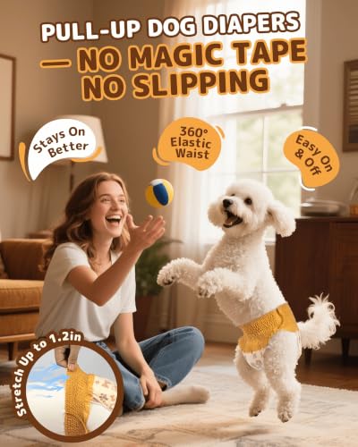 Image of Dono Disposable Pull Up Dog Diapers Female for Small Dog, Size XS, 20 Count | 360 Elastic Waist, Ultra Absorbent Wider Leak-Proof Edges, For Doggy Female in Heat Peeing &Elderly incontinence, Tail Hole