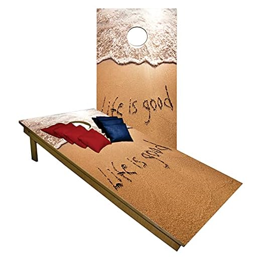 Life is Good CORNHOLE BEANBAG TOSS GAME w Bags Game Board Beach Ocean Set 709