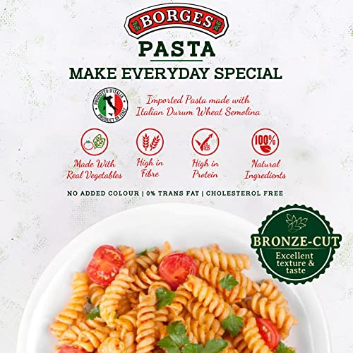 Image of Borges Tricolour Fusilli Pasta - 500 gm | Imported from Italy | Include Real Tomatoes & Spinach | No added colour (Pack of 3)