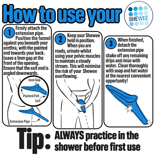 SHEWEE Flexi – The Original Female Urinal – Made in The UK – Reusable, Flexible & Portable Urination Device. Festival, Camping, Car, Hiking Essentials for Women. Stand to Pee Funnel – Blue - Thumbnail 5