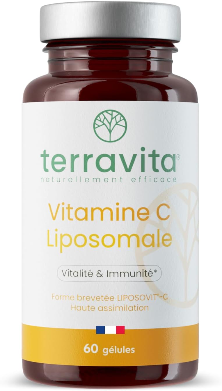 100% Pure Liposomal VITAMIN C | Patented Form Liposovit-C | Energy and Immunity with Optimal Assimilation | Non-Irradiated, GMO Free or Solvents | 60 Vegetable Capsules | Made in France | Terravita