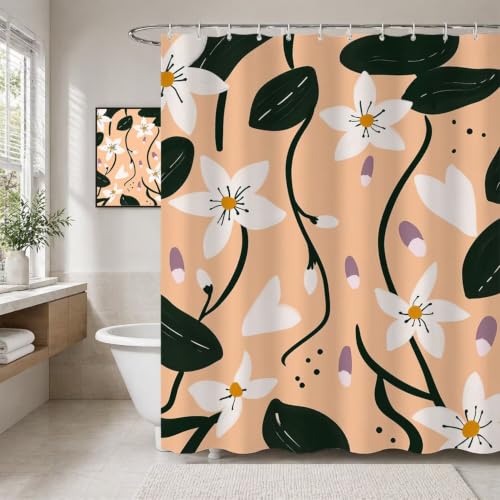 Rideau de douche avec ourlet lesté en polyester lilas résistant et lavable en machine T-X77 - 3