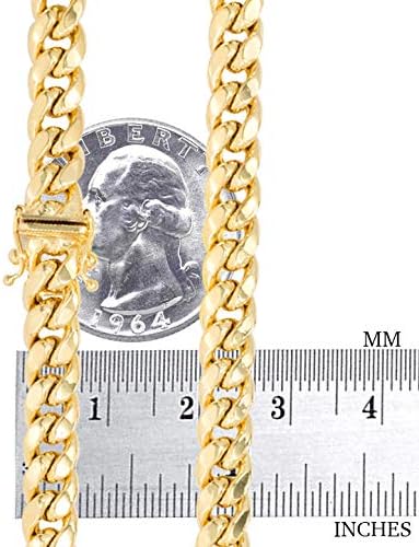 Nuragold 14k Real Yellow Gold Solid Miami Cuban Link 7mm Chain Necklace (20"-30") Italian Jewelry for Men