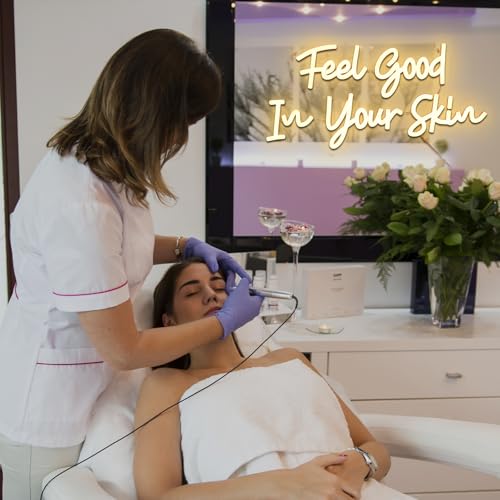 Image of Feel Good In Your Skin Neon Sign for Wall Decor, 16.54 inch x 8.27 inch Led Signs for Beauty Salon, USB Dimmable Letters Neon Lights for Business Skincare Studio Shop Facial Spa Bar Home Wall Art