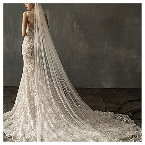 YYOBK TS Veil De Mariée De Mariée De Mariage en Option en Ivoire Blanc À Deux Couleurs, Voile De Mariée Longue De 3m1 avec Perles De Cristal De Perles (Color : Champagne, Item Length : 120CM) Cover