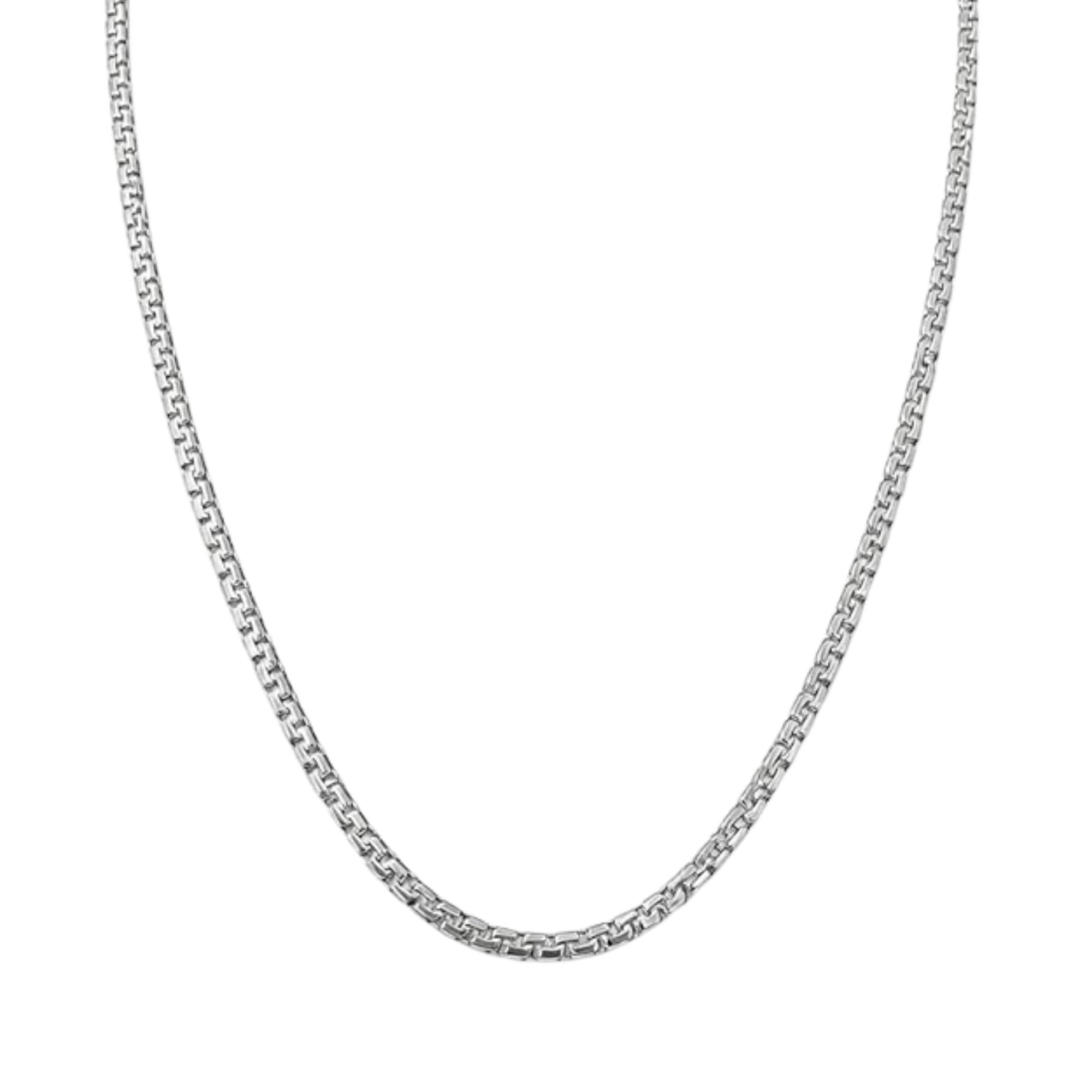 Silver Tone Flat Box Chain Necklace for Men | Stainless Steel-image-25