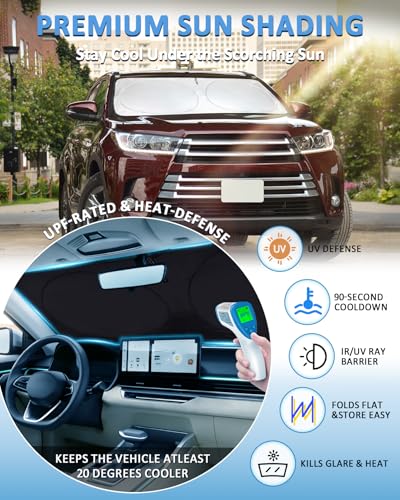 Image of Windshield Sun Shade for Toyota Highlander 2014-2017 2018 2019 Sun Visor | Window Shield Protector Sun Cover Foldable Block UV Rays Car Accessories