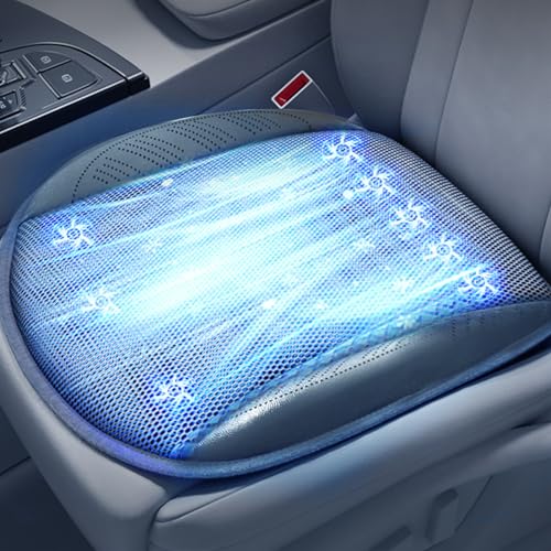 LGNORA Breathable Car Seat Cooling Pad,Car Seat Cooler,Seat Cushions for Dining Room Chairs, USB 5Fans Universal Car Seat Protector for Car Seat Home Office Chair (BLACK-2PCS)