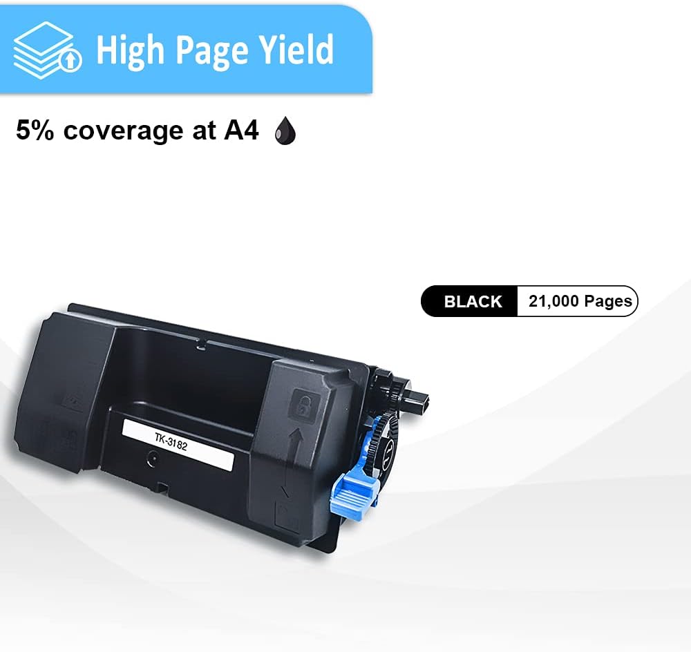 Compatible TK-3182 TK3182 TK 3182 Toner Cartridge 1T02T70US0 Black 21000 Pages for Kyocera M3655idn P3055dn Laser Printers ( Black , 1 Pack )